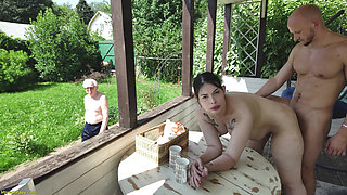Pregnant Teen Ass Fucked in Front of a Grandpa