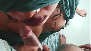 Indian girlfriend blowjob while smoking POV