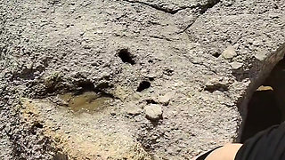 I play with my pussy on the beach looking for a cock to suck and fuck me