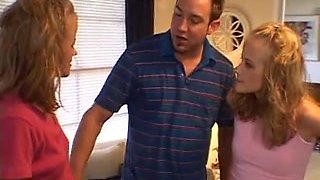 Delicious young blondes having a great fuck on the sofa