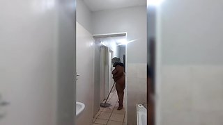 Black BBW Aunty Cleaning After Shower for You