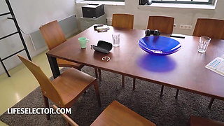 Tiffany, Megan & Blue Kiss, Suck, and Ride Your Cock in a Birthday Foursome