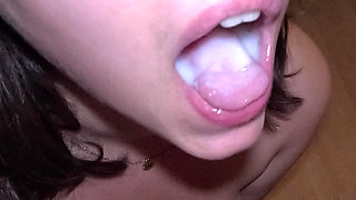 Close up Cumshot and Swallow