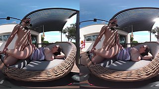Busty latina girlfriend railed on the terrace - Voyeur - perVRt