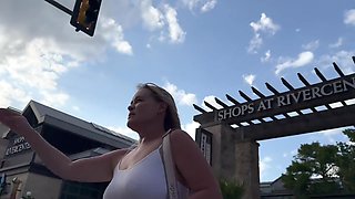 No Panties & No Bra At The Restaurant, Masturbating My Huge Swollen Clit & Gushing