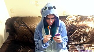 Emo Girlfriend Sucks Lollipop And Something Else In Stitch