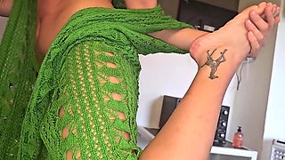 Brunette MILF plays with a guy's hard boner before he fucked her well