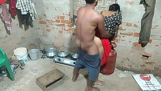 Hot Indian Teen Left Naked in Kitchen - Big Natural Tits Blowjob & Fucking