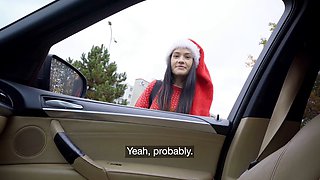 Santa's helper Martin Gun gives Matty Mila Perez a public blowjob & deep dicking