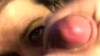 Extreme amateur pov blowjob with brunette babe