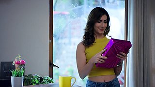 Indian pair celebrating their anniversary inside bedroom