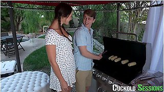 CuckoldSessions - Innoncent BBQ Turns To My HOT GF Cucking Me Hard By Fucking 4 Dicks