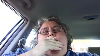 Nurse Vicki ssbbw smoking in the car