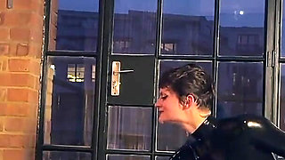 Fucking Ballhooded Sissy by the Window for Whole World to See
