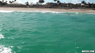 Crank catches sight of stunning big-ass surfer Jenna J Ross on the beach