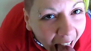 Cock and ball sucking blowjob with cum swallow