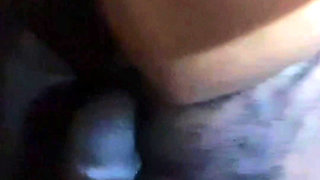 Black girl enjoying with squirty sounds when lying on her back
