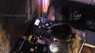 No panties big tits big ass DJane shows her pussy while playing music and dancing