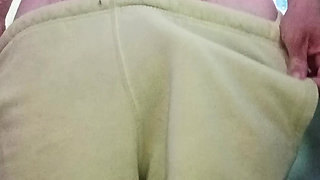 Tease abs bulge cock white sweat pants
