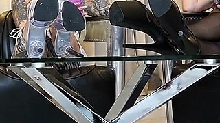 A Wanking Foot Slave at Their Service