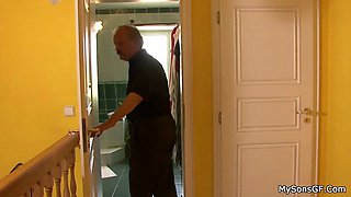 Dude catches teen GF doggystyled by his old dad