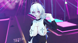 [mmd] Brilliant Marionette Black and White Erotic Fun Nun Meat Urinal Lewd Pattern Thong White Tiger Pussy