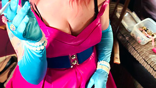 It's A Sin! Tina Snua In Leather & Satin Gloves Smokes A Cork Cigarette - OMI OME Snap Inhales Drifting Smoke Smoker