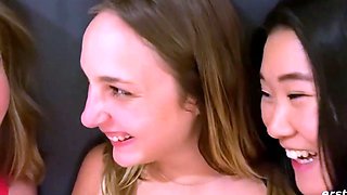 Two cool ash-blonde honeys with phat funbags share a spicy