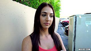 Aubrey Rose cheats on her boyfriend for some quick cash in a public pickup