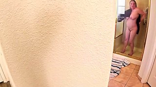 Watching stepmom in the shower stepson gets lucky