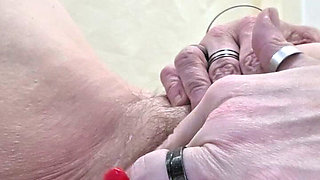 Cripplefreak4u Playing with Fucking Machine and Catheter Close up