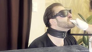 Blindfolded Foot Slave on a Leash - Smelly Socks Domination Part 1