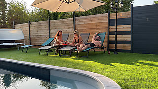 Marie and Lucas Lumacarie Fuck with Adelie by the Pool