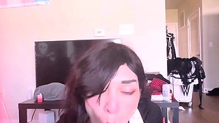 Small tit brunette sucks a big cock hardcore