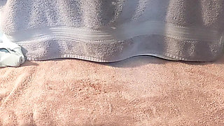 LBB - boy's long dick jerked from behind cums