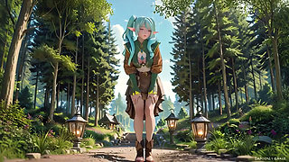 Forest Elf's Private Morning! Blue-haired Twin Tails Lounging Lazily on the Sunny Beach.
