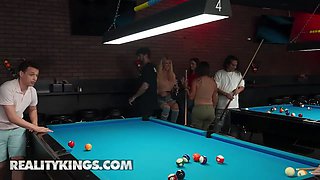 Reality kings - shrooms q gets kinky with her guy at the pool hall and swallows his rod