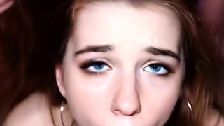 Redhead, platinum blonde, teal and brunette spreading pussie