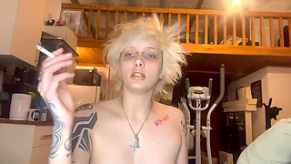 Goth Girl Lipstick Fetish Smoking a Cigarette