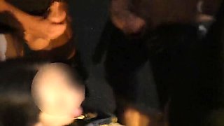 Amateur Italian Brunette Gets Gangbanged by Three Cocks in Public Parking Lot Car Sex