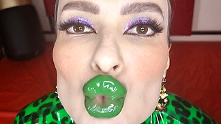 I Seduce You with My Glossy Green Minty Lips and Kisses and Shiny Latex