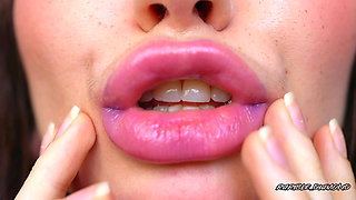 Wet Violet Glossy Kiss Close up