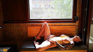 Horny MILF Playing Next to the Window