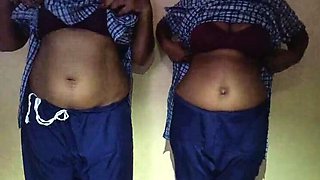 Hot South Indian Lesbian Schoolgirls Inba and Laxi Ammu Fingering in Uniform 4K