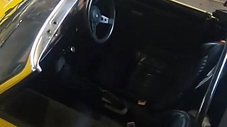 Behind the scenes vintage car