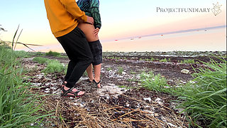 Romantic sunrise sex at a beach