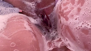 POV Shower Soapy Boobs Hairy Pussy Close-up Twerking Tease Teen Petite Slut