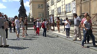 European blonde amateur babe banged in public pov