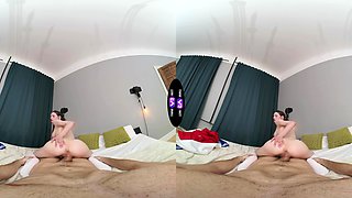 Brunette teen Dakota Doll enjoys riding cock in cowgirl and reverse cowgirl poses