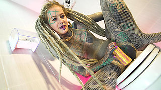 Inked Alt Girl Solo Piss Play - Tattooed Beauty Fingers & Pees Hard